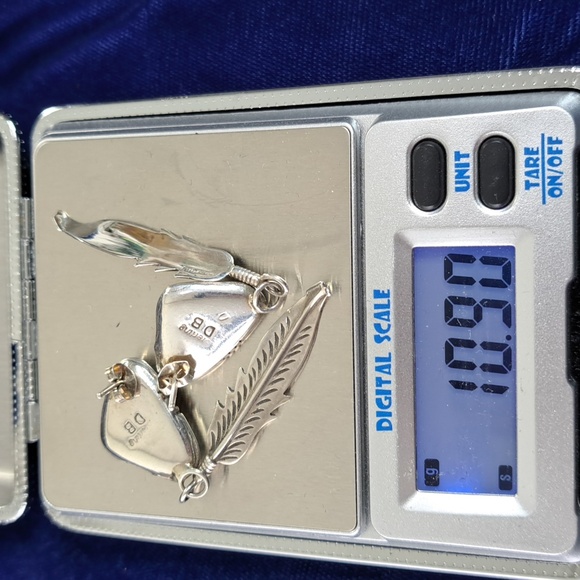 Vintage Native American Mother of Pearl Sterling Silver Feather Earrings - Picture 13 of 13